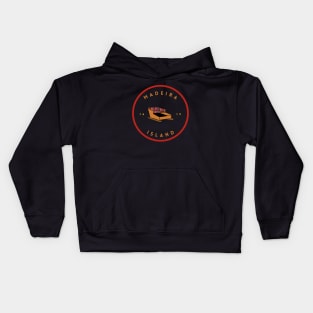 Madeira Island 1419 logo with the traditional toboggan ride/carro de cesto in colour Kids Hoodie